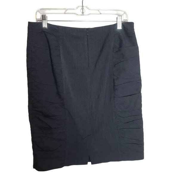 Cartonnier‎ 8 Ruched Charcoal Gray Pencil Skirt Lined Back Zip Back Slit - Picture 2 of 9